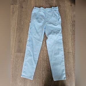 Vixen By Micheline Pitt Blue and White Checkered Cigarette Pants